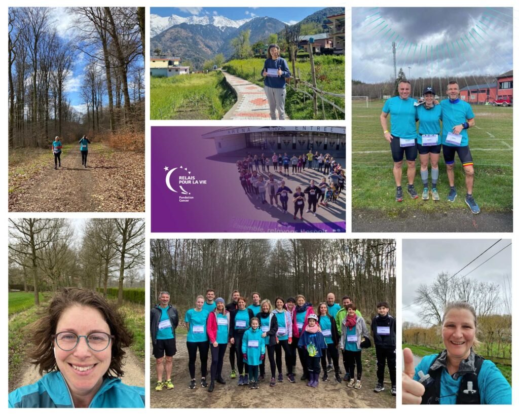 montage photo de l'équipe Highlight Consulting en train de réaliser des activités sportives pour soutenir le relais pour la vie